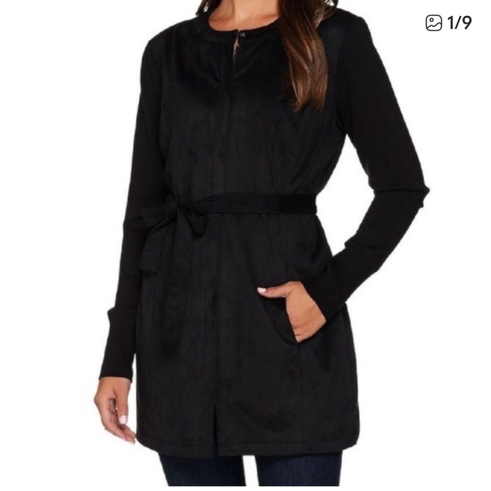H by Halston faux suede Black dress jacket NWOT 14